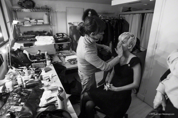 Layka in make-up with MUA Martine Peguet during a fashion shoot in Paris with Mako Images - London Fashion Photographer